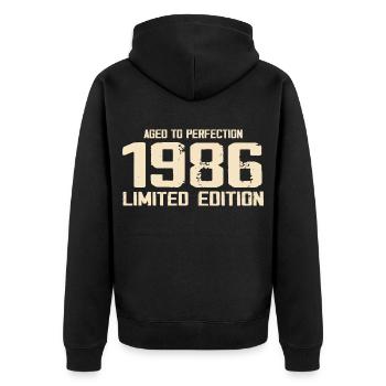 1986 Limited edition 1986 Geburtstag 1986 Retro - Unisex Premium Bio Zip Hoodie - Schwarz - Hinten - Nico (187cm)