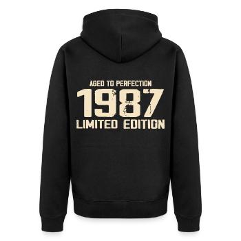 1987 Edition limitée 1987 Anniversaire 1987 Rétro - Veste à capuche bio Premium Unisexe - noir - Dos - Nico (187cm)
