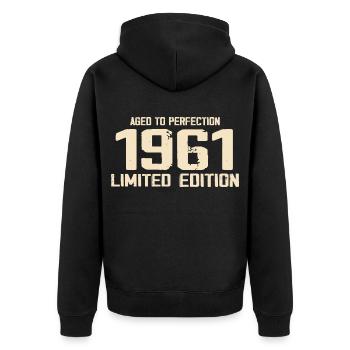 1961 Limited edition 1961 Birthday 1961 Retro - Unisex Premium Organic Zip Hoodie - black - Back - Nico (187cm)