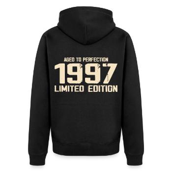 1997 Limited edition 1997 Geburtstag 1997 Retro - Unisex Premium Bio Zip Hoodie - Schwarz - Hinten - Nico (187cm)