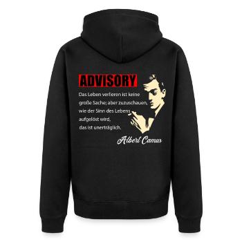 Philosophie Alber Camus - Perdre la vie - Veste à capuche bio Premium Unisexe - noir - Dos - Nico (187cm)