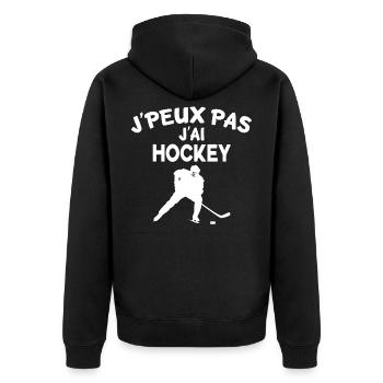 I can't I hockey - Unisex Premium Organic Zip Hoodie - black - Back - Nico (187cm)