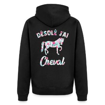 désolé j'ai cheval T shirt équitation - Veste à capuche bio Premium Unisexe - noir - Dos - Nico (187cm)