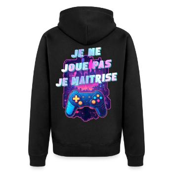 Gamer humour passionné de jeux vidéo geek gaming - Veste à capuche bio Premium Unisexe - noir - Dos - Nico (187cm)