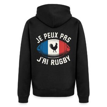Je peux pas j'ai rugby - Veste à capuche bio Premium Unisexe - noir - Dos - Nico (187cm)
