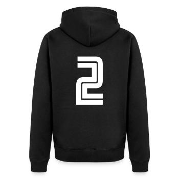 Jersey number 2 – 2 year anniversary gift - Unisex Premium Organic Zip Hoodie - black - Back - Nico (187cm)