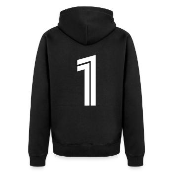 Maillot numéro 1 – Cadeau anniversaire 1 ans - Veste à capuche bio Premium Unisexe - noir - Dos - Nico (187cm)
