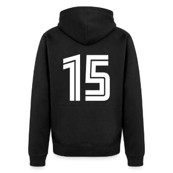 Jersey number 15 – 15th anniversary gift - Unisex Premium Organic Zip Hoodie - black - Back - Nico (187cm)