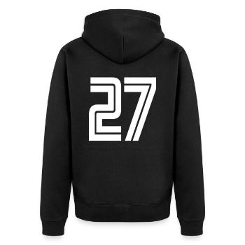 Jersey number 27 – 27th anniversary gift - Unisex Premium Organic Zip Hoodie - black - Back - Nico (187cm)