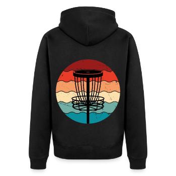 Disc Golf - Unisex Premium Bio Zip Hoodie - Schwarz - Hinten - Nico (187cm)