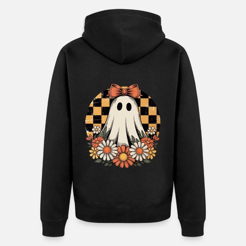 Fantôme Halloween - Veste à capuche bio Premium Unisexe - noir