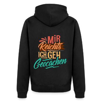 Geocaching - Unisex Premium Bio Zip Hoodie - Schwarz - Hinten - Nico (187cm)