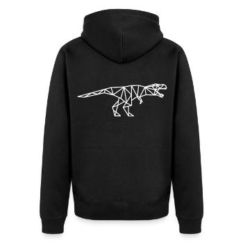 T Rex Geometric Lines - Unisex Premium Organic Zip Hoodie - black - Back - Nico (187cm)