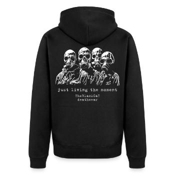 vivre l’instant présent - Masques à gaz - Veste à capuche bio Premium Unisexe - noir - Dos - Nico (187cm)