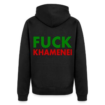 Fuck khamenei Chamenei - iran - Unisex Premium Bio Zip Hoodie - Schwarz - Hinten - Nico (187cm)