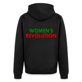 Womens revolution - Unisex Premium Bio Zip Hoodie - Schwarz - Hinten - Nico (187cm)
