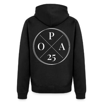 Opa 25 - Baby Ankündigung - Zukünftiger Opa 2025 - Unisex Premium Bio Zip Hoodie - Schwarz - Hinten - Nico (187cm)