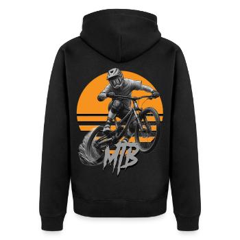 MTB bike - Unisex Premium Bio Zip Hoodie - Schwarz - Hinten - Nico (187cm)