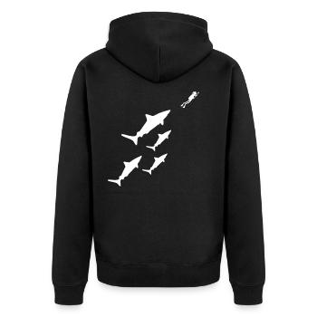Requins plongeur plongée en mer plongée en apnée - Veste à capuche bio Premium Unisexe - noir - Dos - Nico (187cm)