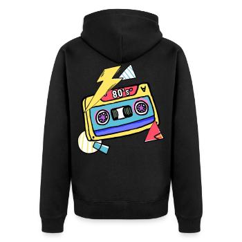 Kassette Musik 80s Geschenk Pop Style - Unisex Premium Bio Zip Hoodie - Schwarz - Hinten - Nico (187cm)
