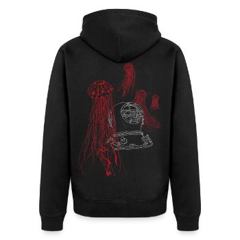 cri silencieux de la mer, en blanc / rouge - Veste à capuche bio Premium Unisexe - noir - Dos - Nico (187cm)