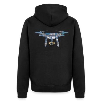 Drone Drohne - Unisex Premium Bio Zip Hoodie - Schwarz - Hinten - Nico (187cm)