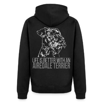 AIREDALE TERRIER LIFE is better - Veste à capuche bio Premium Unisexe - noir - Dos - Nico (187cm)