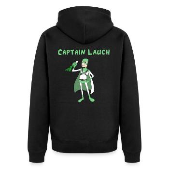 Captain Lauch - Unisex Premium Bio Zip Hoodie - Schwarz - Hinten - Nico (187cm)