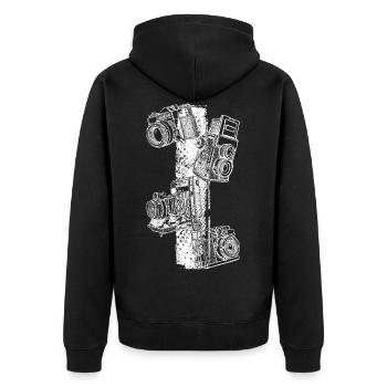 Appareils photo vintage - Veste à capuche bio Premium Unisexe - noir - Dos - Nico (187cm)