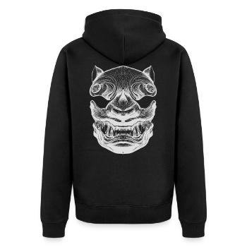 Japanese Tiger - Unisex Premium Organic Zip Hoodie - black - Back - Nico (187cm)