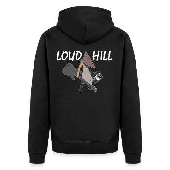 Loud Hill Pyramidenkopf Monster Geschenkidee - Unisex Premium Bio Zip Hoodie - Schwarz - Hinten - Nico (187cm)