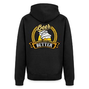 Trinken Bier Alkohol Bierkrug Feier Geschenkidee - Unisex Premium Bio Zip Hoodie - Schwarz - Hinten - Nico (187cm)
