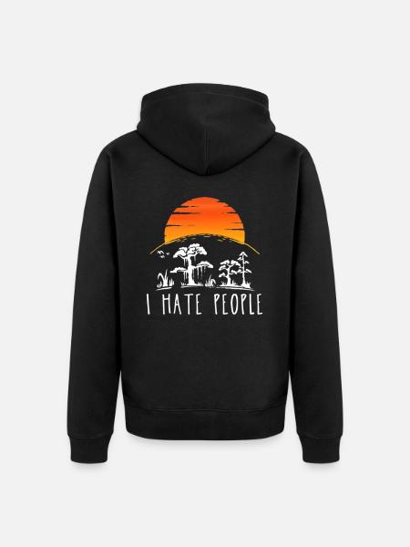 I hate people - Unisex Premium Bio Zip Hoodie - Schwarz