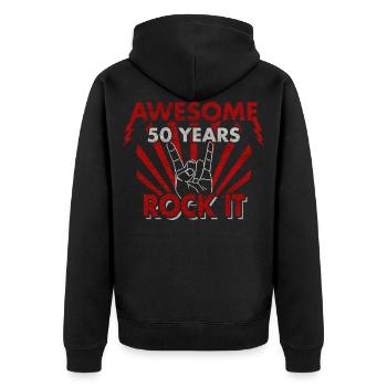 50e anniversaire 50 ans cadeau HEAVY METAL - Veste à capuche bio Premium Unisexe - noir - Dos - Nico (187cm)