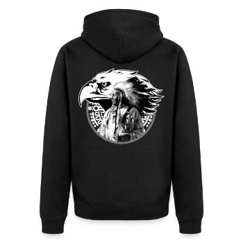 Indianer Häuptling Adler Totem Geschenkidee - Unisex Premium Bio Zip Hoodie - Schwarz - Hinten - Nico (187cm)