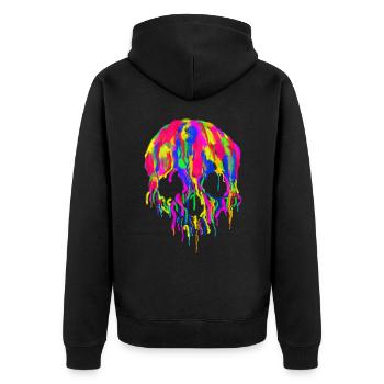 Skull Hipster Watercolors Modern Skull - Unisex Premium Organic Zip Hoodie - black - Back - Nico (187cm)