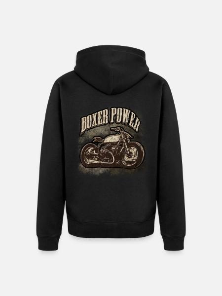 Motorcycle Boxer Motor Power Biker Old School Bike - Uniseks Premium bio ziphoodie - zwart
