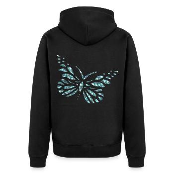 Juwelen Schmetterling - feminines Design abstrakt - Unisex Premium Bio Zip Hoodie - Schwarz - Hinten - Nico (187cm)