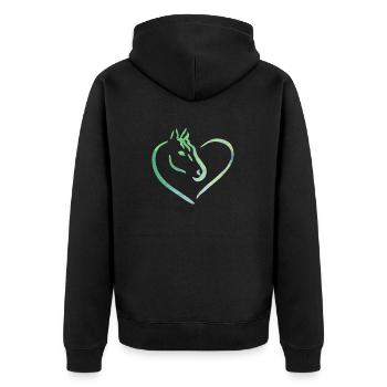 Les chevaux aiment aquarelle coeur vert - Veste à capuche bio Premium Unisexe - noir - Dos - Nico (187cm)
