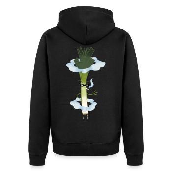 Cooler Lauch Rauchen Zigarette Jugendwort Geschenk - Unisex Premium Bio Zip Hoodie - Schwarz - Hinten - Nico (187cm)