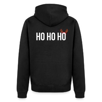 HOHOHO Weihnachten Advent Heiligabend Geschenk - Unisex Premium Bio Zip Hoodie - Schwarz - Hinten - Nico (187cm)