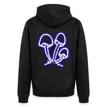 fungi - Unisex Premium Organic Zip Hoodie - black - Back - Nico (187cm)