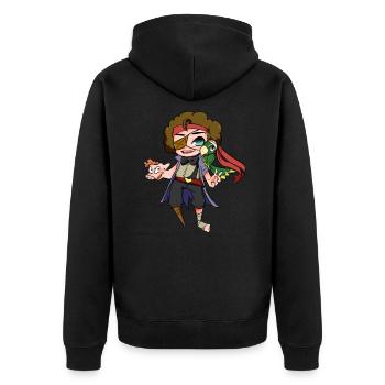 Pig-Pirate - Unisex Premium Bio Zip Hoodie - Schwarz - Hinten - Nico (187cm)