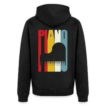 Grand Piano Retro 70s 80s Clavier Pianist Gift - Unisex Premium Organic Zip Hoodie - black - Back - Nico (187cm)