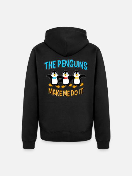 Comic Kawaii de pingüino pájaro pájaro marino divertido - Premium økologisk unisex-hættejakke - sort