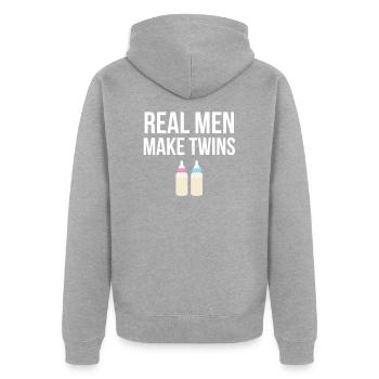 Real Men Make Twins Pregnancy Father Twins - Unisex Premium Organic Zip Hoodie - heather grey - Back - Nico (187cm)