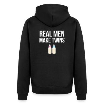 Real Men Make Twins Pregnancy Father Twins - Unisex Premium Organic Zip Hoodie - black - Back - Nico (187cm)