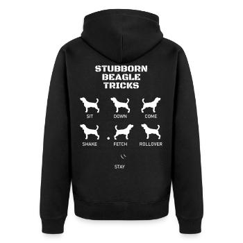 Funny Beagle Gift for Beagle Lovers Stubborn Trick - Unisex Premium Organic Zip Hoodie - black - Back - Nico (187cm)