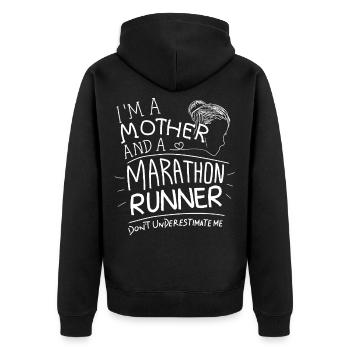 Marathon Mom Runner Running Gift Lustige Zitate - Unisex Premium Bio Zip Hoodie - Schwarz - Hinten - Nico (187cm)