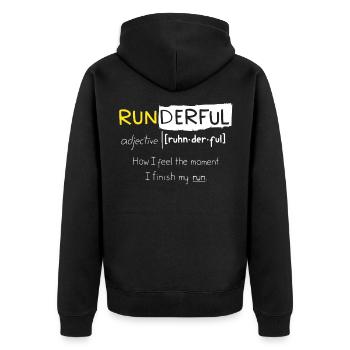 Runner Gift Funny Running Quotes Runderful - Unisex Premium Organic Zip Hoodie - black - Back - Nico (187cm)